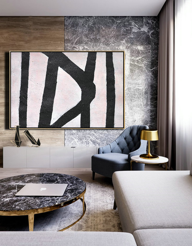 Large Abstract Art Handmade Oil Painting,Hand-Painted Oversized Horizontal Minimal Art On Canvas,Abstract Artwork Online